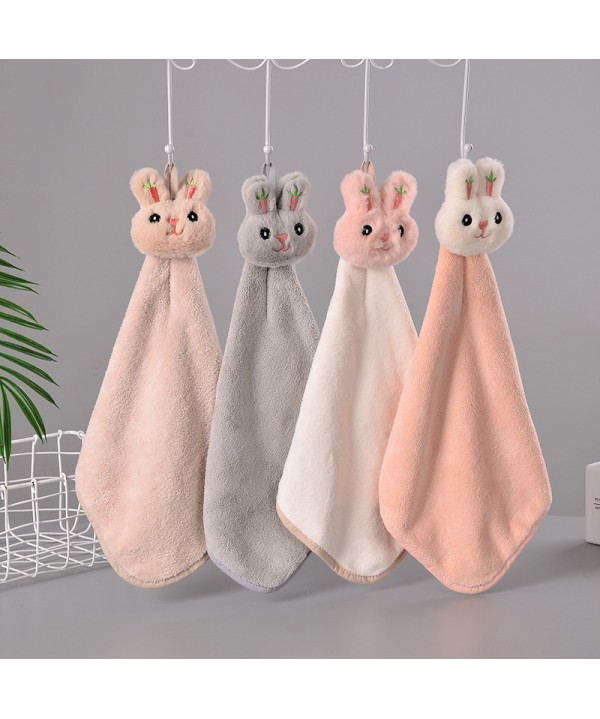 Household kitchen hanging cute rabbit towel coral velvet creative toilet water absorbent children towel