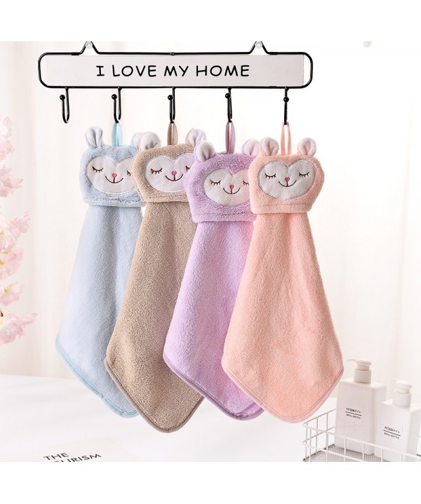 Hanging household kitchen cartoon coral velvet towel lovely sleeping rabbit bathroom water absorbent towel customized