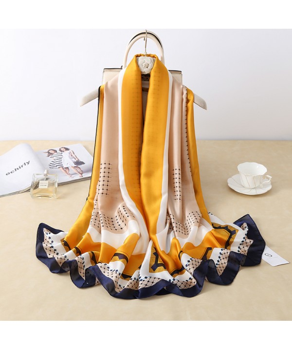 Classic Plaid new silk satin women's Korean version new simple wind Satin Long towel air conditioning shawl beach towel in stock