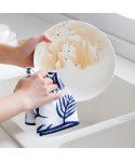 Nordic printing dishcloth set kitchen water absorbent dishcloth does not lose hair does not stick to oil dishcloth household cleaning towel