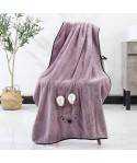 New high density coral velvet bath towel thickened soft absorbent cartoon rabbit ear beach towel supports one hair substitute