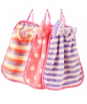 Korean lovely hanging bow dot stripe towel absorbent kitchen soft coral velvet hand towel