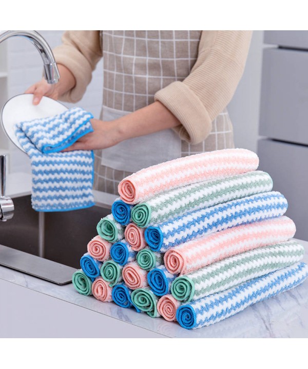 Oil free dishwashing cloth thickened water absorbent hand towel kitchen cleaning cloth dishwashing towel face small square towel does not lose hair