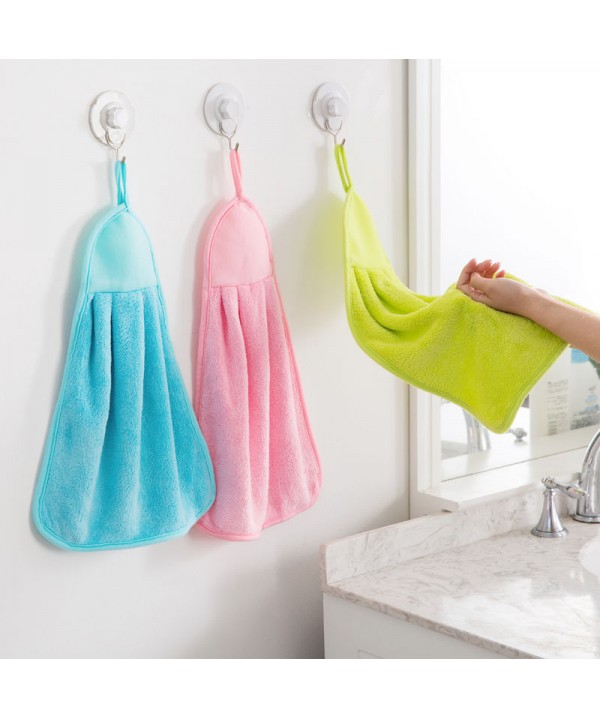 Hanging coral velvet towel high grade strong water absorbent no hair rag kitchen children's towel wholesale