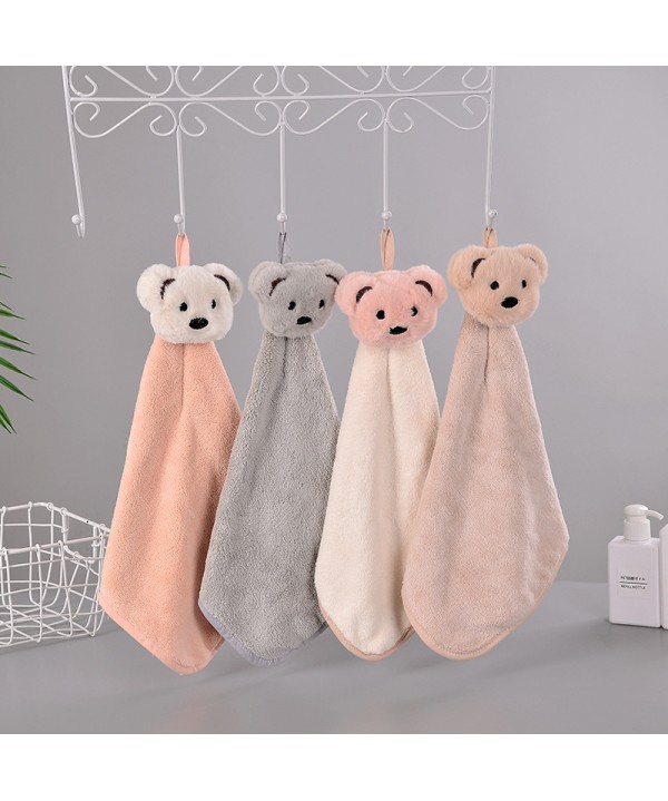 Hanging household kitchen cartoon coral velvet towel cute bear bathroom absorbent towel customized