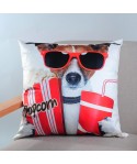 Digital printed animal flannel custom pillow cover short plush office car cushion cover sofa pillow