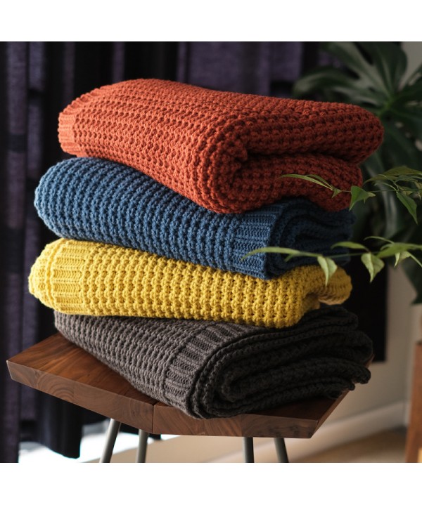 Autumn and winter knitted sofa decorative blanket Nordic ginger blanket single casual Blanket New homestay towel decoration