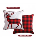 Cross border christmas pillow cushion cover Christmas pillow cover red and Black Plaid elk pilot sofa pillow