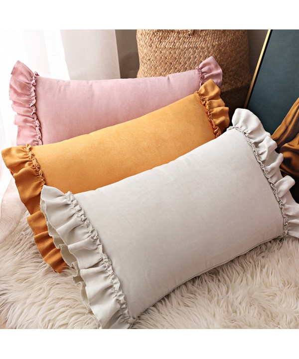 Manufacturers lotus edge pillow case small fresh pillow suede sofa bedside pillow case wholesale a hair