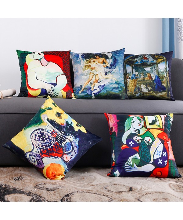 Art, art, oil painting, digital printing, flannelette, pillow case wholesale, sofa cushion, pillow case