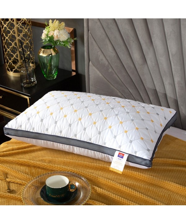 Feather velvet pillow core three dimensional net edge three line lattice Hotel student pillow double pillow adult family hair wholesale