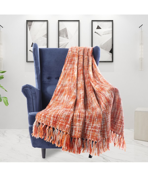 Amazon tassel blanket northern Europe sofa cover blanket home leisure blanket bed end blanket scarf orange