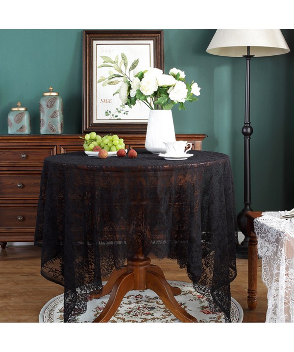 American style rural black lace hollowed out jacquard table cloth, coffee shop, tea table towel wholesale