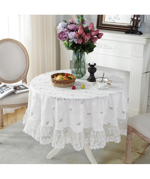 Fashion European white hollow Jacquard lace edge round tablecloth tea table towel coffee shop table tablecloth wholesale