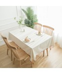 Color wool ball natural plain Cotton Linen Tablecloth cover white tablecloth dustproof tea table cover 