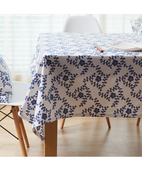 Blue and white porcelain Cotton Linen Tablecloth garden cloth table cloth tea table cloth computer table cloth