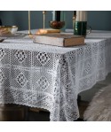 American country knitting white crochet tablecloth hollowed out linen cotton tablecloth tea table tablecloth towel 