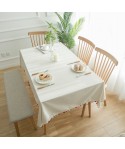 Color wool ball natural plain Cotton Linen Tablecloth cover white tablecloth dustproof tea table cover 